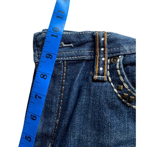 Retro Y2K Gene Culture Womens 10/32 Blue Embroidered Rhinestone Indie Jeans - Picture 9 of 12